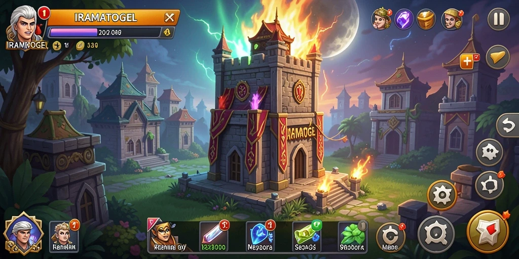 Screenshot IRAMATOGEL menampilkan aksi seru dalam pertarungan Tower Defense.