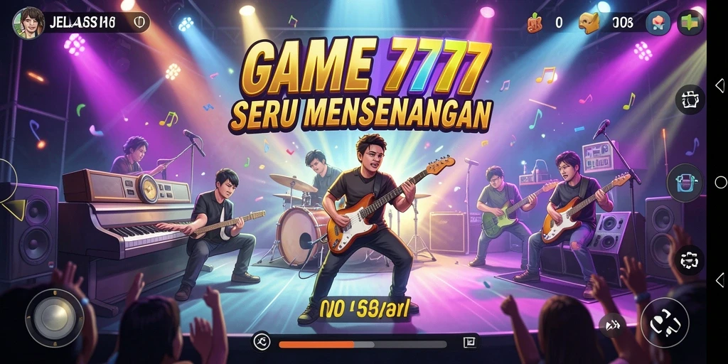 Tampilan gameplay JELAS777 menunjukkan keseruan bermain musik dengan teman.