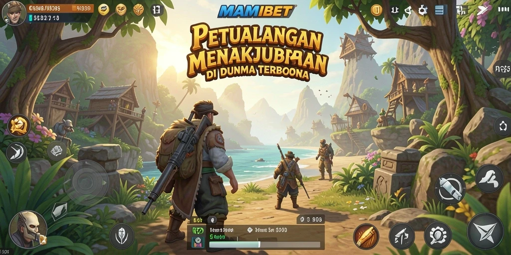 Screenshot gameplay dari MAMIBET menunjukkan eksplorasi dunia terbuka yang luas.