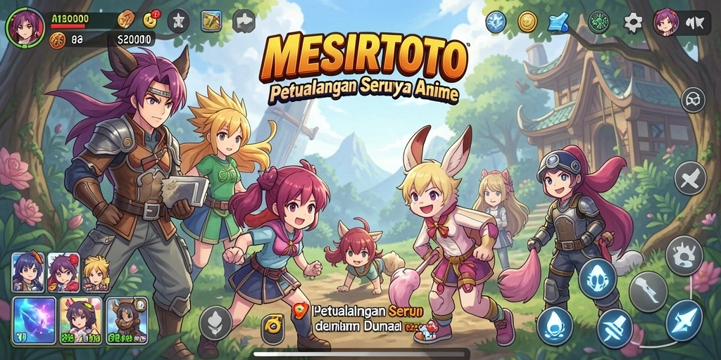 Tangkapan layar gameplay MESIRTOTO menampilkan karakter anime dalam aksi.