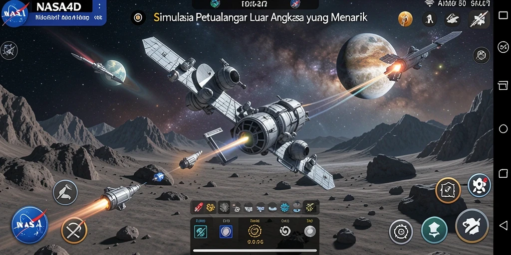 Gameplay NASA4D yang menampilkan simulasi eksplorasi luar angkasa.