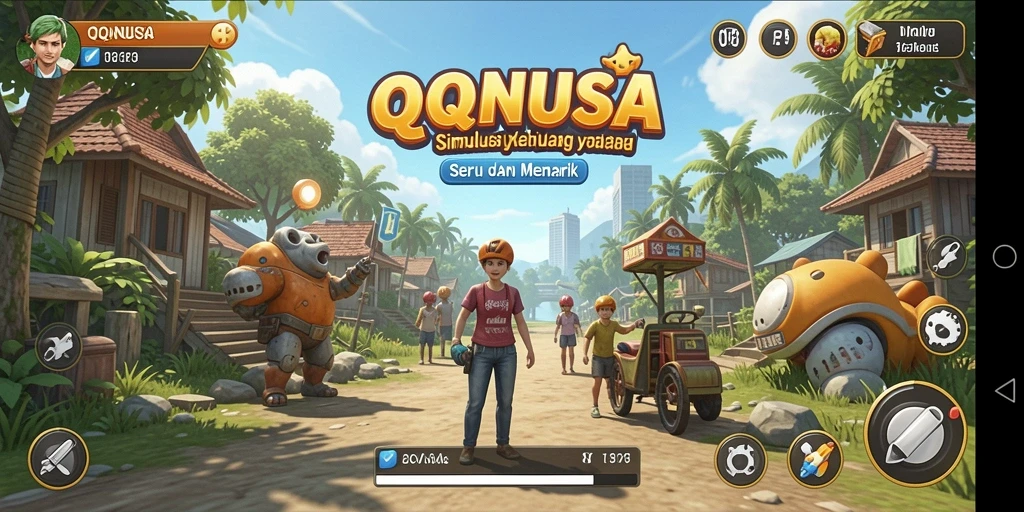 Tampilan gameplay menakjubkan dari QQNUSA dengan aktivitas seru.