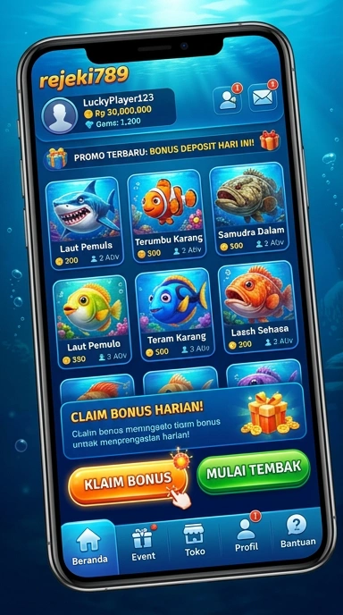 Tampilan awal aplikasi rejeki789 yang menarik dan informatif.